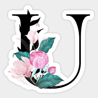 Floral Monogram U Sticker